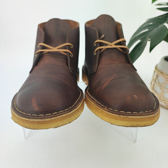 Clarks Men's Brown Beeswax Leather Ankle Boots Size 8 - Picture 2 of 11